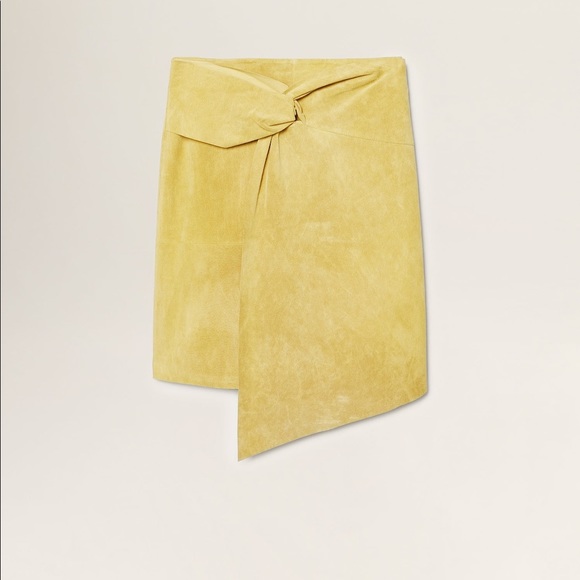 Mango Yellow Gold Real Genuine Leather Knot Skirt - Picture 5 of 5